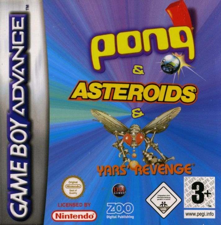 Pong & Asteroids & Yar's Revenge box art for GameBoy Advance